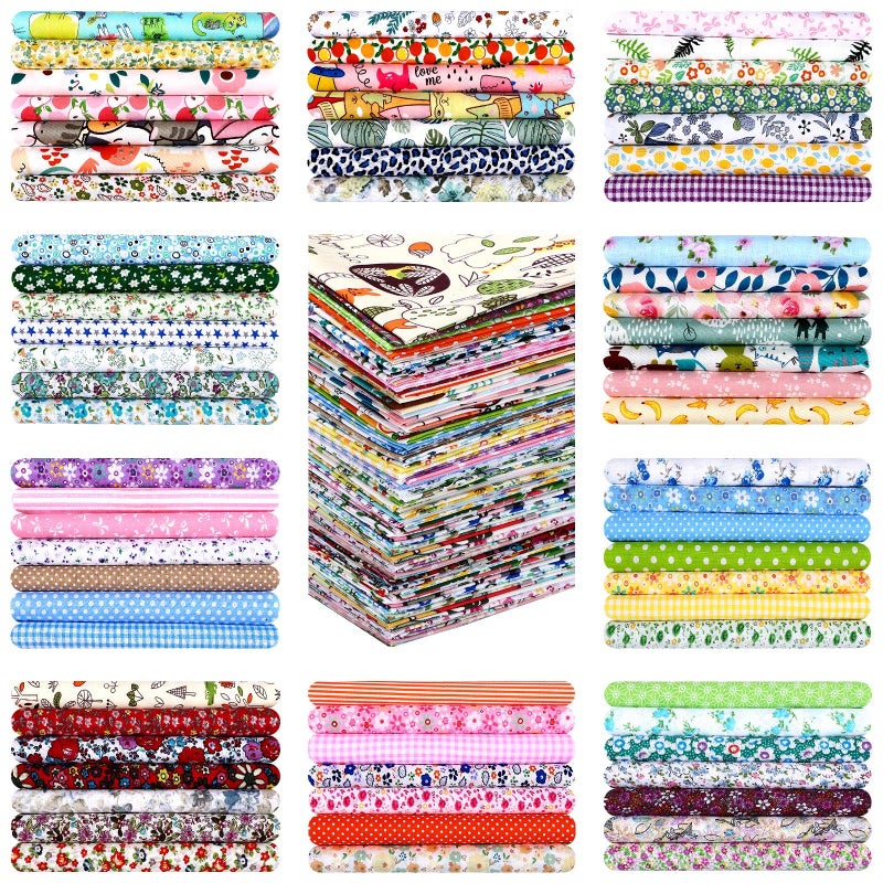 Tudomro 70 Pcs 10 x 10 Inch Cotton Fabric Squares Multicolor Quilting Fabric Bundles Precut Printed Patchwork Materials for Holiday DIY Crafts Cloths Handmade(Elegant Style) - Image 1