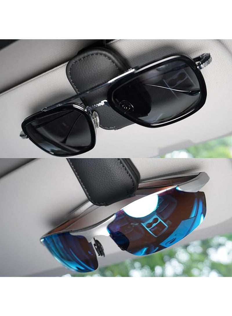 3 Pcs Magnetic Leather Sunglasses Holder for Car Visor – Premium Leather, Strong Grip, One-Hand Operation, and Easy Installation – Ideal Car Accessory for All Vehicles(Black Grey Beige) ﻿ - Image 5