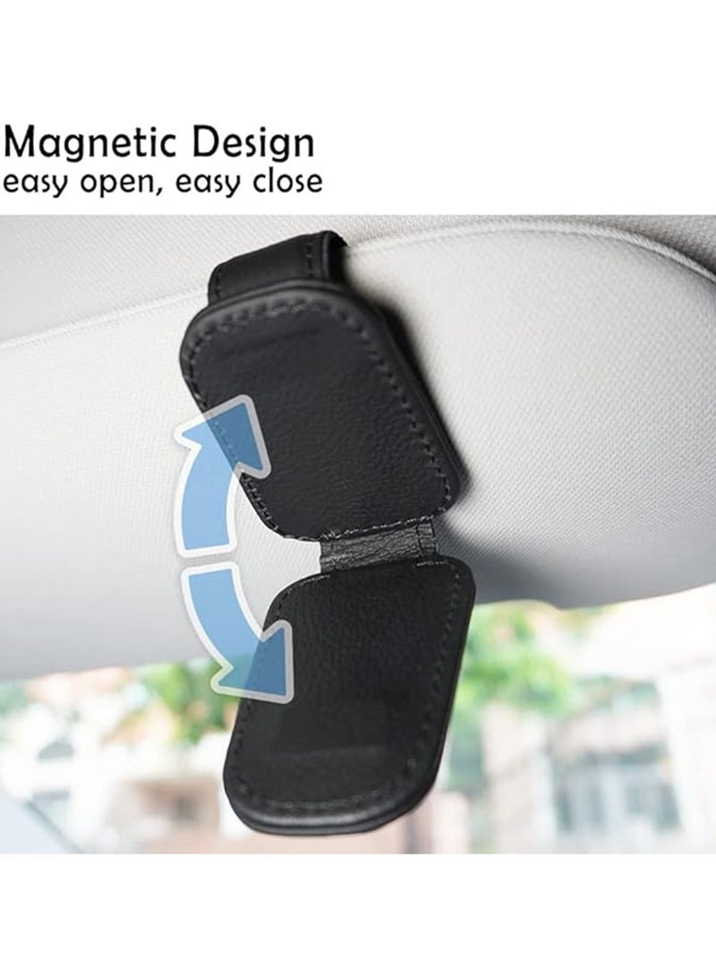 3 Pcs Magnetic Leather Sunglasses Holder for Car Visor – Premium Leather, Strong Grip, One-Hand Operation, and Easy Installation – Ideal Car Accessory for All Vehicles(Black Grey Beige) ﻿ - Image 4