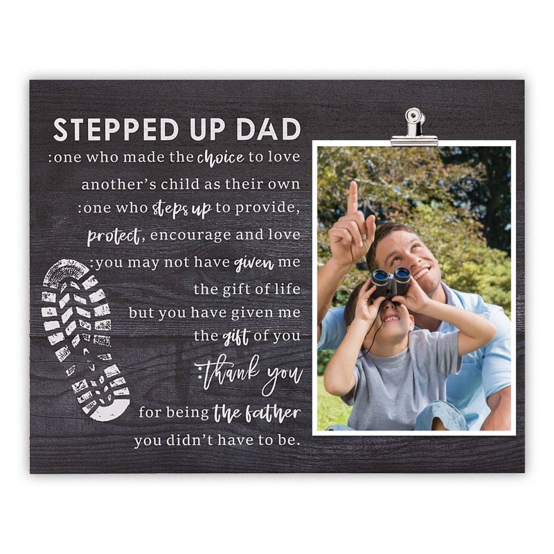ZENNLAB ZENNLAB Stepped Up Dad Wood Frame Stepdad Birthday Gift for Daughter  Son 