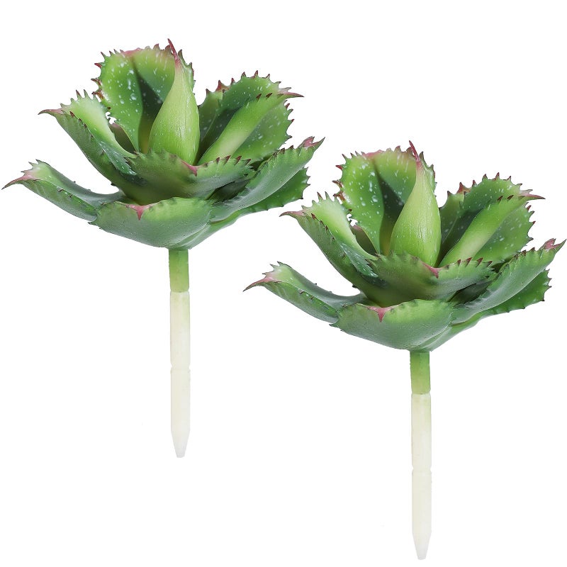 Duovlo Artificial Succulent Plant 7.08 Inch Faux Succulents Agave potatorum Flower Arrangement Craft Wall DIY Materials Pack of 2 (Green) - Image 3