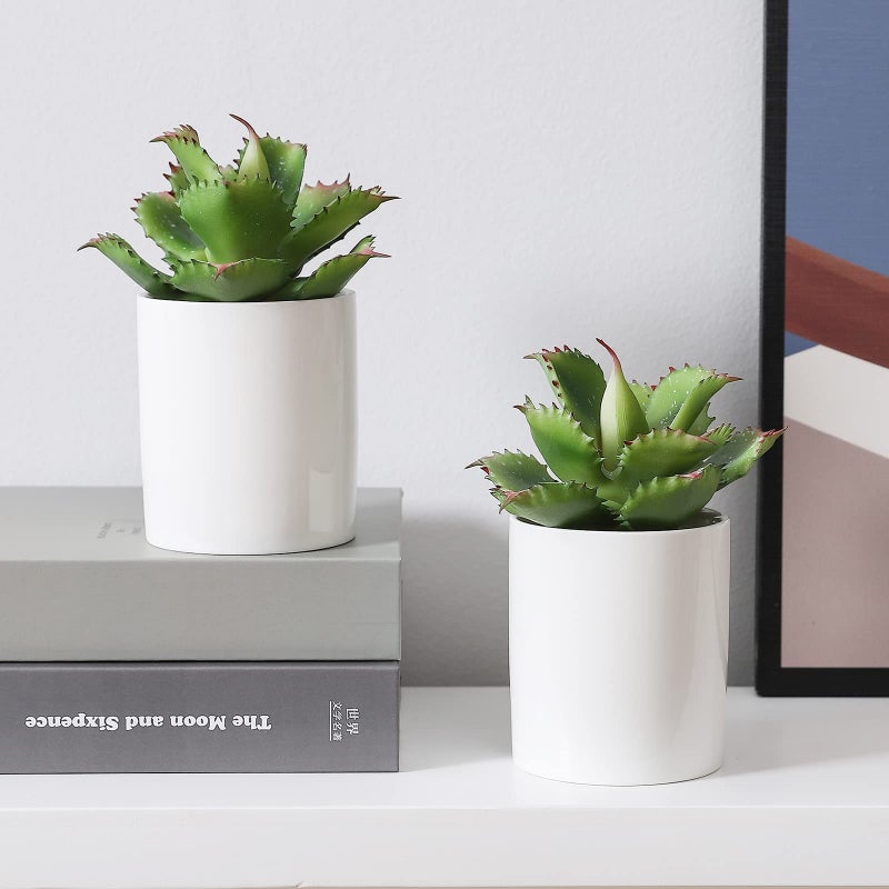 Duovlo Artificial Succulent Plant 7.08 Inch Faux Succulents Agave potatorum Flower Arrangement Craft Wall DIY Materials Pack of 2 (Green) - Image 5