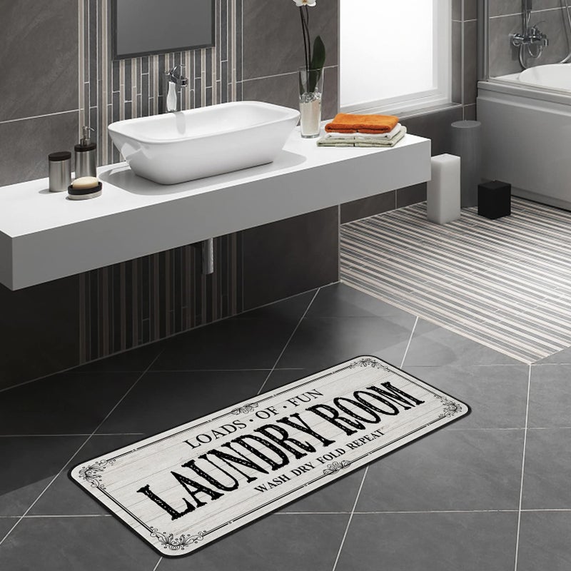 ROMAMIGO Laundry Room Rug Runner Non Slip Laundry Mats Mudroom Runner Farmhouse Kitchen Floor Mat Bathroom Laundry Room Decor Accessories(Beige, 20 X 47 inch) - Image 3