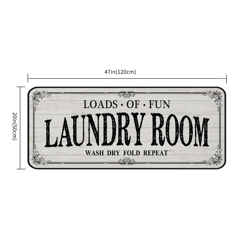 ROMAMIGO Laundry Room Rug Runner Non Slip Laundry Mats Mudroom Runner Farmhouse Kitchen Floor Mat Bathroom Laundry Room Decor Accessories(Beige, 20 X 47 inch) - Image 4