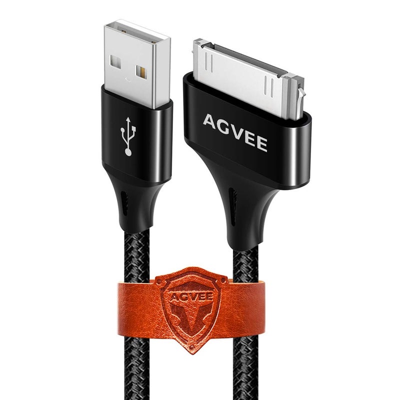 AGVEE 2 Pack 10ft 30 Pin Charger Cable Charging for Old iPod Touch 4 3 2 1 Nano, iPod Classic 3 2 1, Old iPad 1 2 3, Old iPhone 4 4S 3G 3GS, Black - Image 1