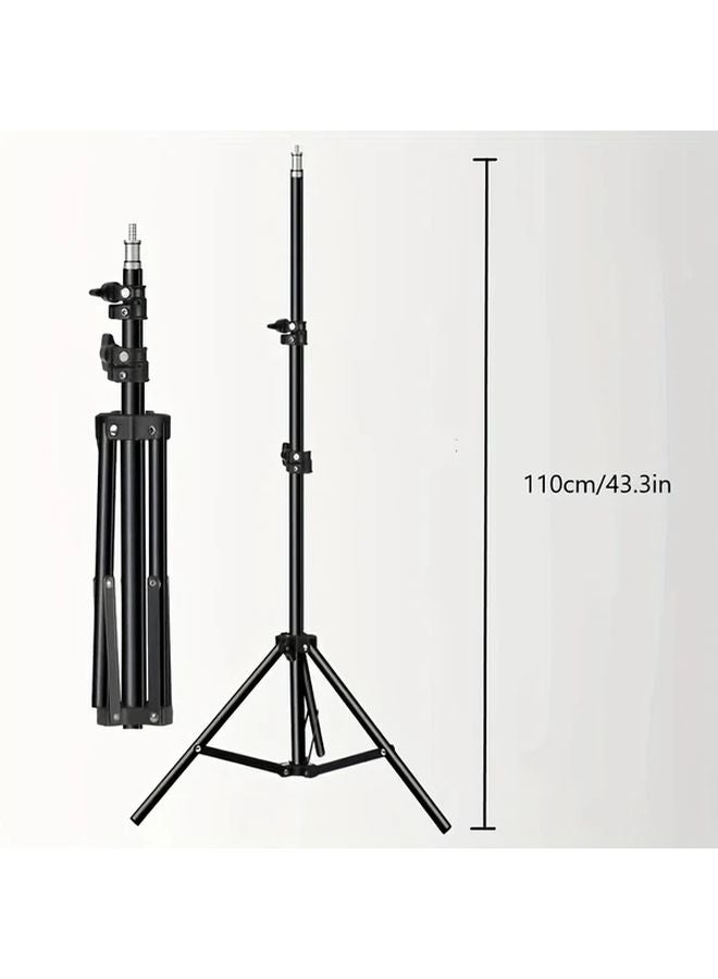 حلقة ضوء LED سوداء 8 بوصة مع حامل قابل لضبط الارتفاع لتسجيل الفيديو والتصوير والبث المباشر - Image 3