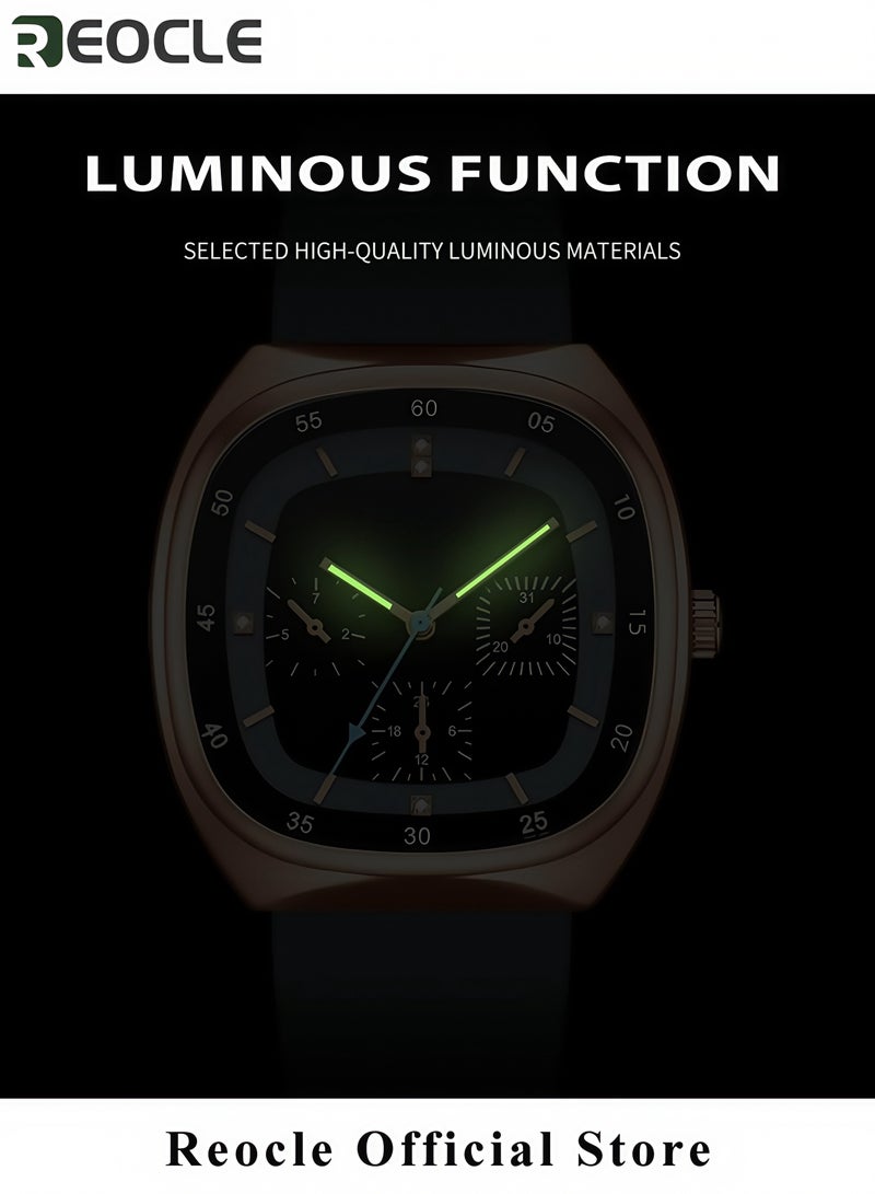 ريوكل ساعة يد ساعة كوارتز ساعة يد سهلة القراءة مع حزام من السيليكون ساعة يد دائرية مضيئة ذات قرص دائري ساعة أنيقة للتنقل والعمل ساعة يد موضة للنساء والرجال - Image 5