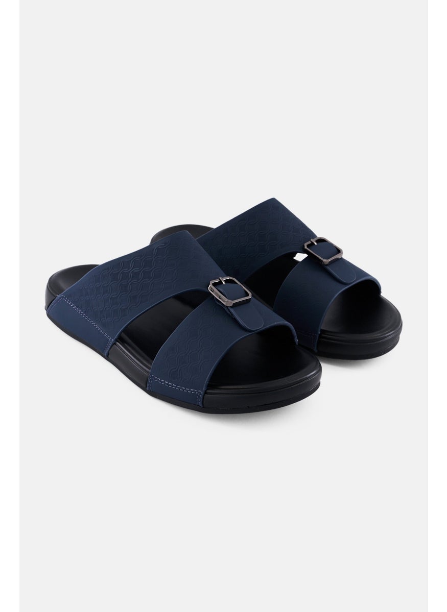 Algspar Men 2 Strap Slip On Arabic Sandals, Navy  - Image 1