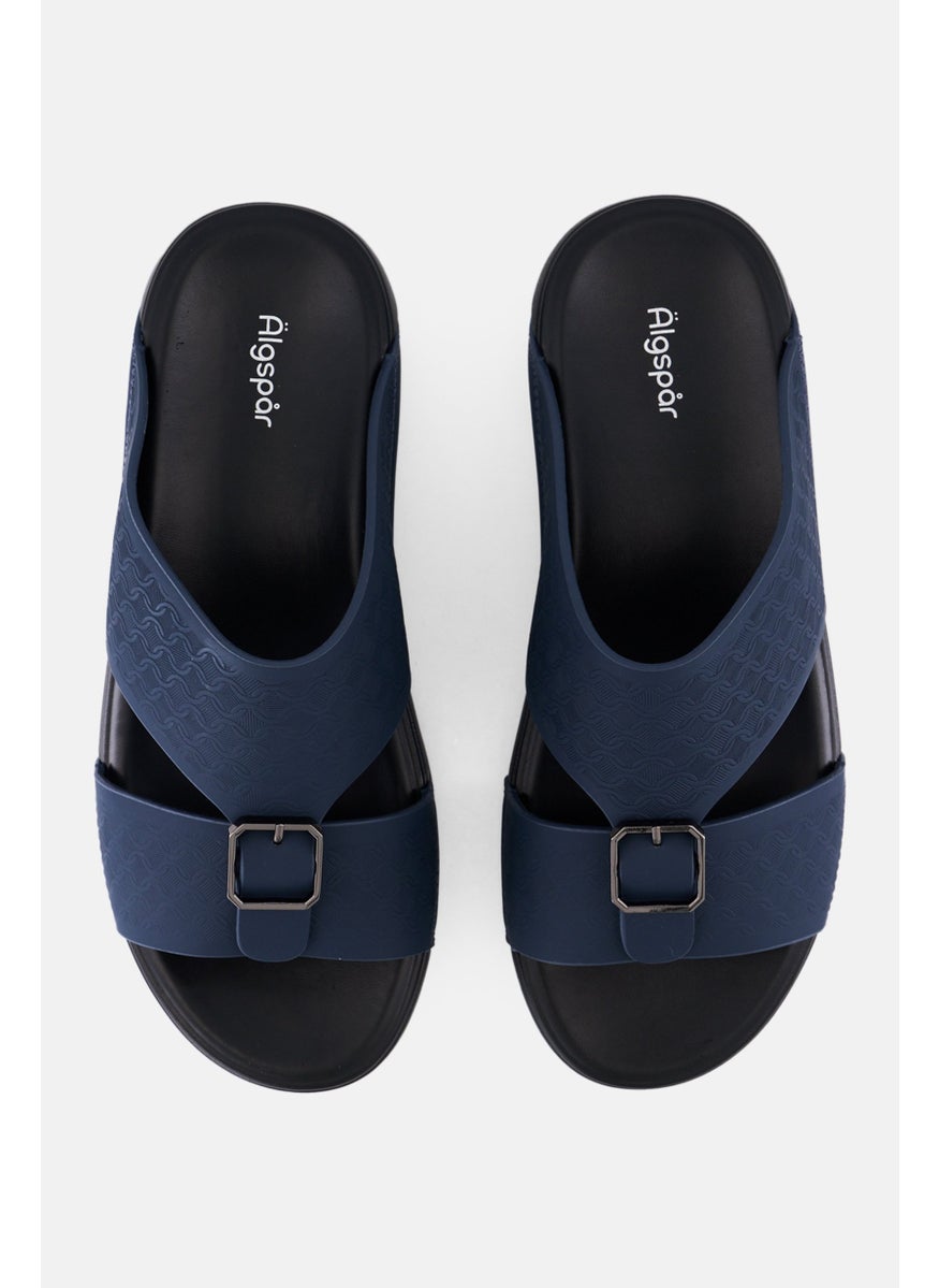 Algspar Men 2 Strap Slip On Arabic Sandals, Navy  - Image 3