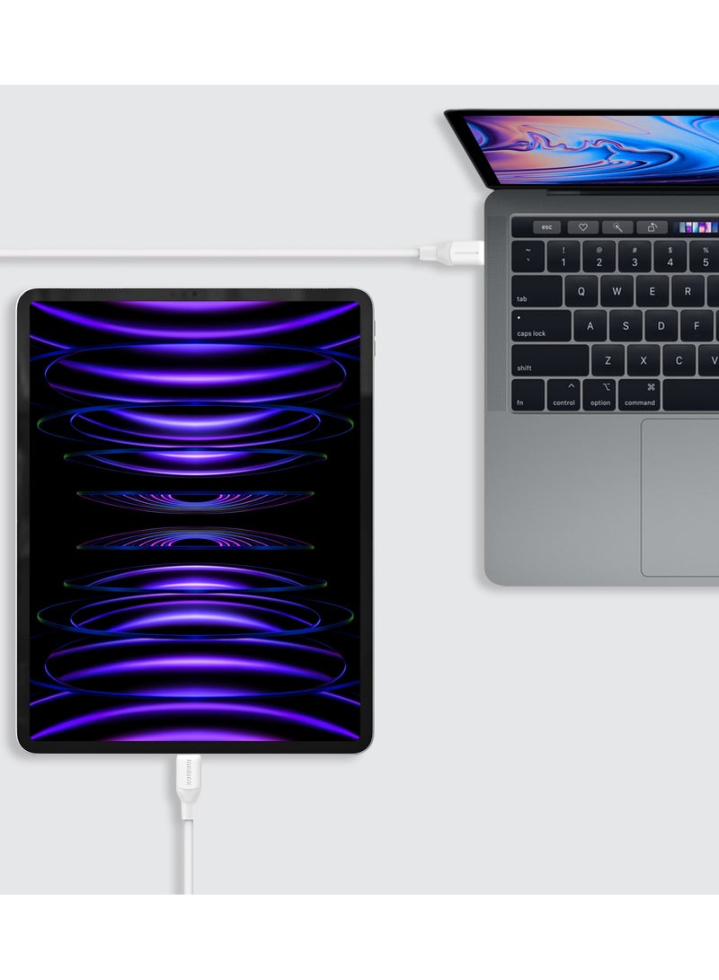 Momax Flow 100W USB-C to USB-C 2m Braided Cable, Fast Charging, and Data Transfer, White - Image 3