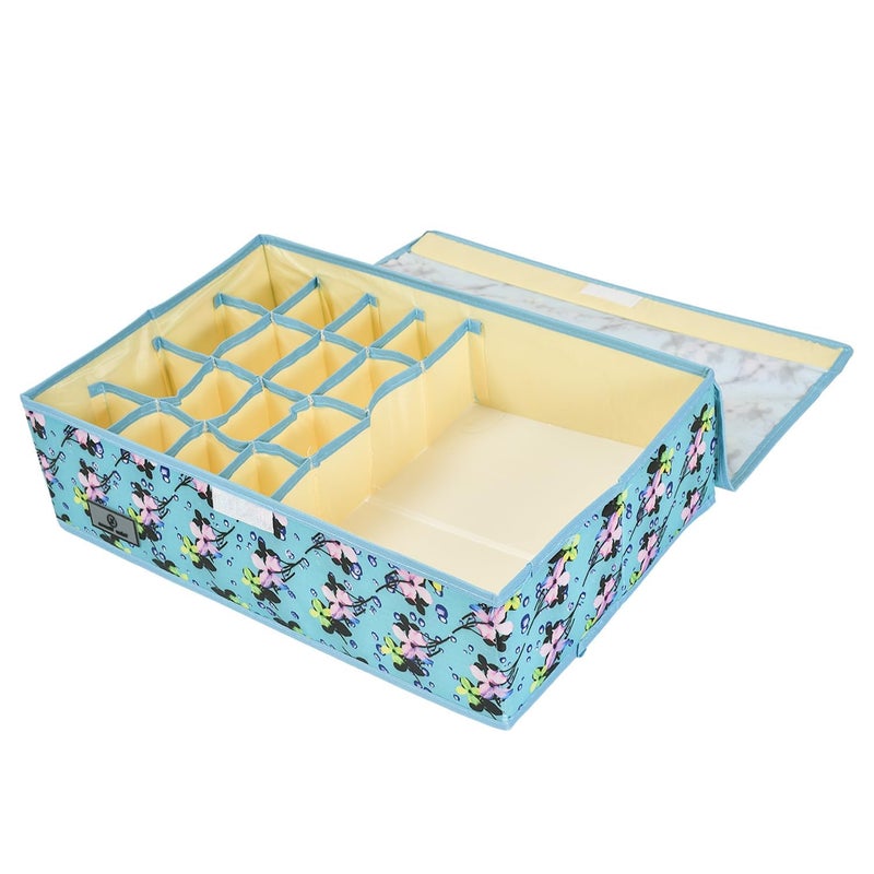 Yellow Weaves Yellow Weaves Undergarments OrganizerFoldable Storage Box with Lid for drawers Polyester Sky blue - Image 1