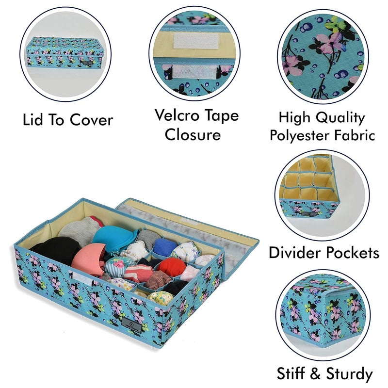 Yellow Weaves Yellow Weaves Undergarments OrganizerFoldable Storage Box with Lid for drawers Polyester Sky blue - Image 2