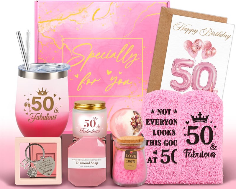 Giftota 50th Birthday Gifts for Her 50th Birthday Gifts for Women Self Care Relaxing Spa Basket Fabulous 50 Year Old Birthday Gift for Her 50 Year Old Gift Presents Ideas for Mom Wife Sister Friend Coworker - Image 2