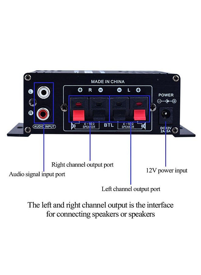Generic - AK170 Audio Power Amplifier Portable Sound Amplifier Speaker Amp for Car and Home - Image 1