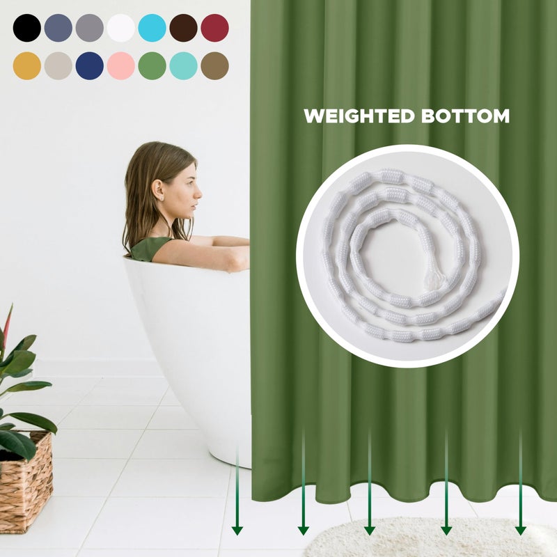 Biscaynebay Hotel Quality Fabric Shower Curtain Liners 72 Inch by 72 Inch, Sage Water Resistant Bathroom Curtains Rust Resistant Grommets & Weighted Bottom Hem Machine Washable - Image 3