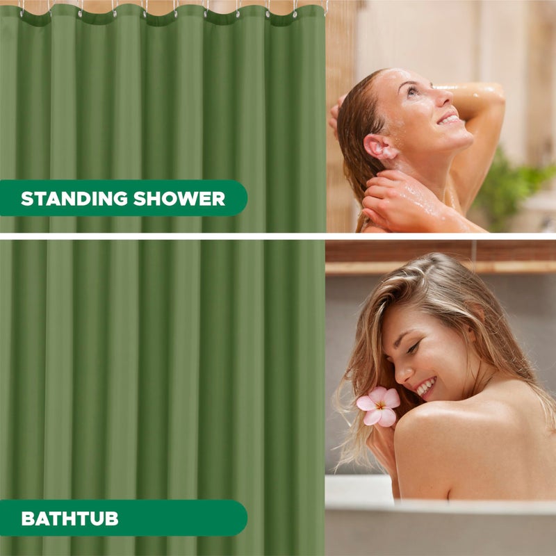 Biscaynebay Hotel Quality Fabric Shower Curtain Liners 72 Inch by 72 Inch, Sage Water Resistant Bathroom Curtains Rust Resistant Grommets & Weighted Bottom Hem Machine Washable - Image 5