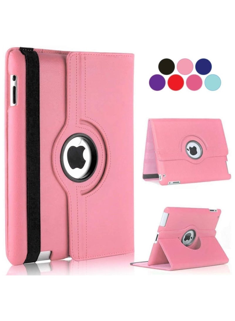 DUSALA Case for iPad 9.7 inch [5th/6th Gen 2017/2018], 360° Rotating Stand Folio Leather Smart Cover with Auto Sleep/Wake, Protective Case for iPad (Light Pink)
