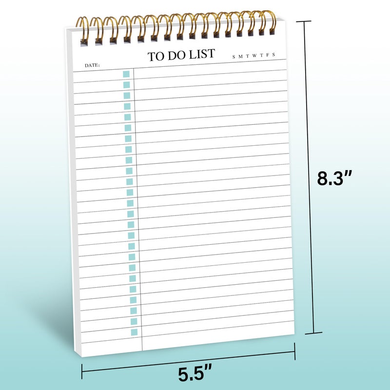 KAICN To Do List Notepad, Undated Daily Planner Notepad With To Do List Notebook Checklist Planner Spiral Waterproof Notepad for Office Supplies, School Planner, Green, 52 Sheets, 5.5"*8.3" A5 Size - Image 3