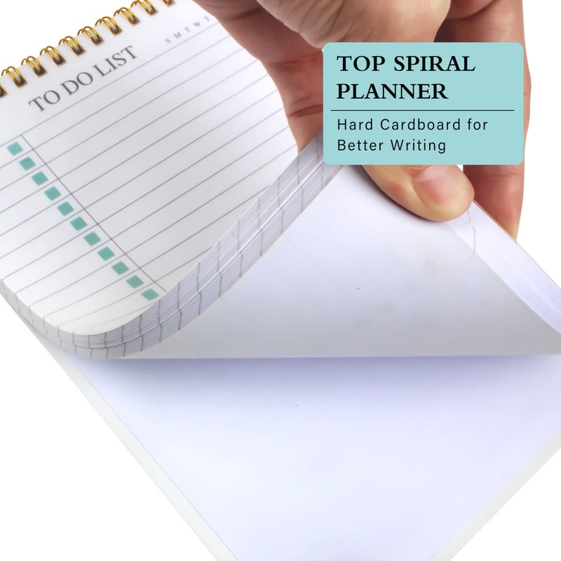 KAICN To Do List Notepad, Undated Daily Planner Notepad With To Do List Notebook Checklist Planner Spiral Waterproof Notepad for Office Supplies, School Planner, Green, 52 Sheets, 5.5"*8.3" A5 Size - Image 5