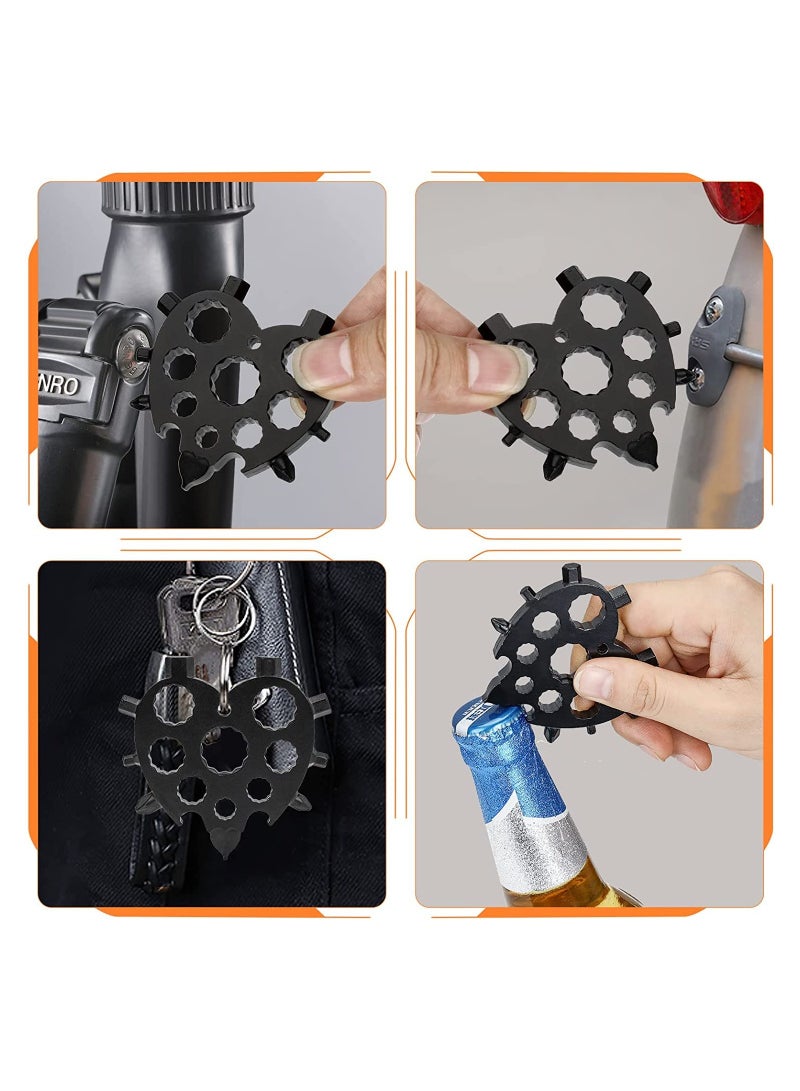 20 In 1 Multifunctional Snowflake Wrench Cardioid Tool Stainless Steel Octagonal Wrench Hexagonal Portable Small Tool Delicate Love Model Multitool - Image 2