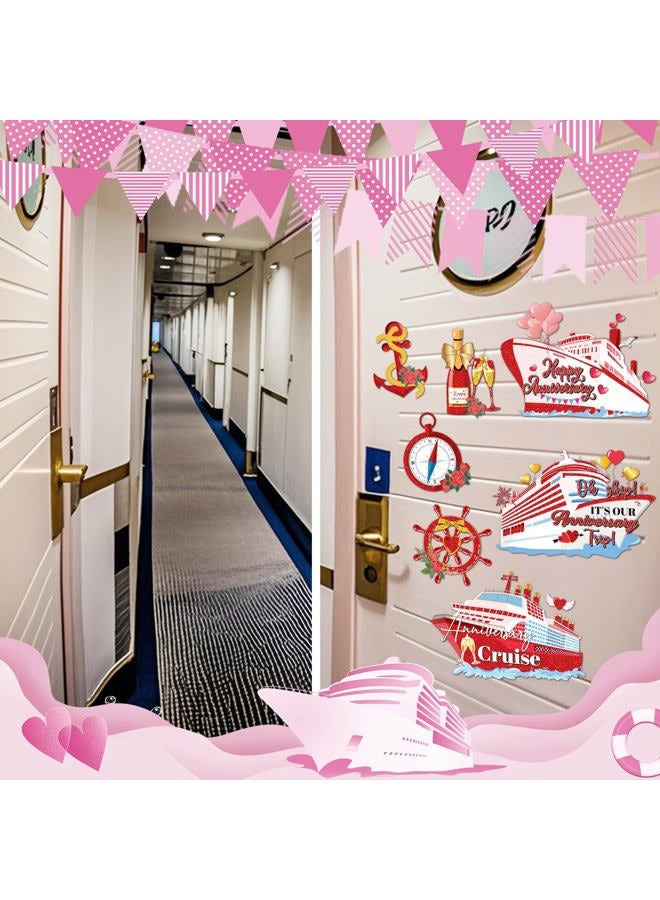 Dazoratix Anniversary Cruise Door Magnets - 7 Pcs Happy Red and Gold Ship Cabin Magnetic Stickers Anchor Stateroom Accessories Wedding Party Carnival Holiday Fridge Decal Refrigerator Car Garage Decor - Image 5