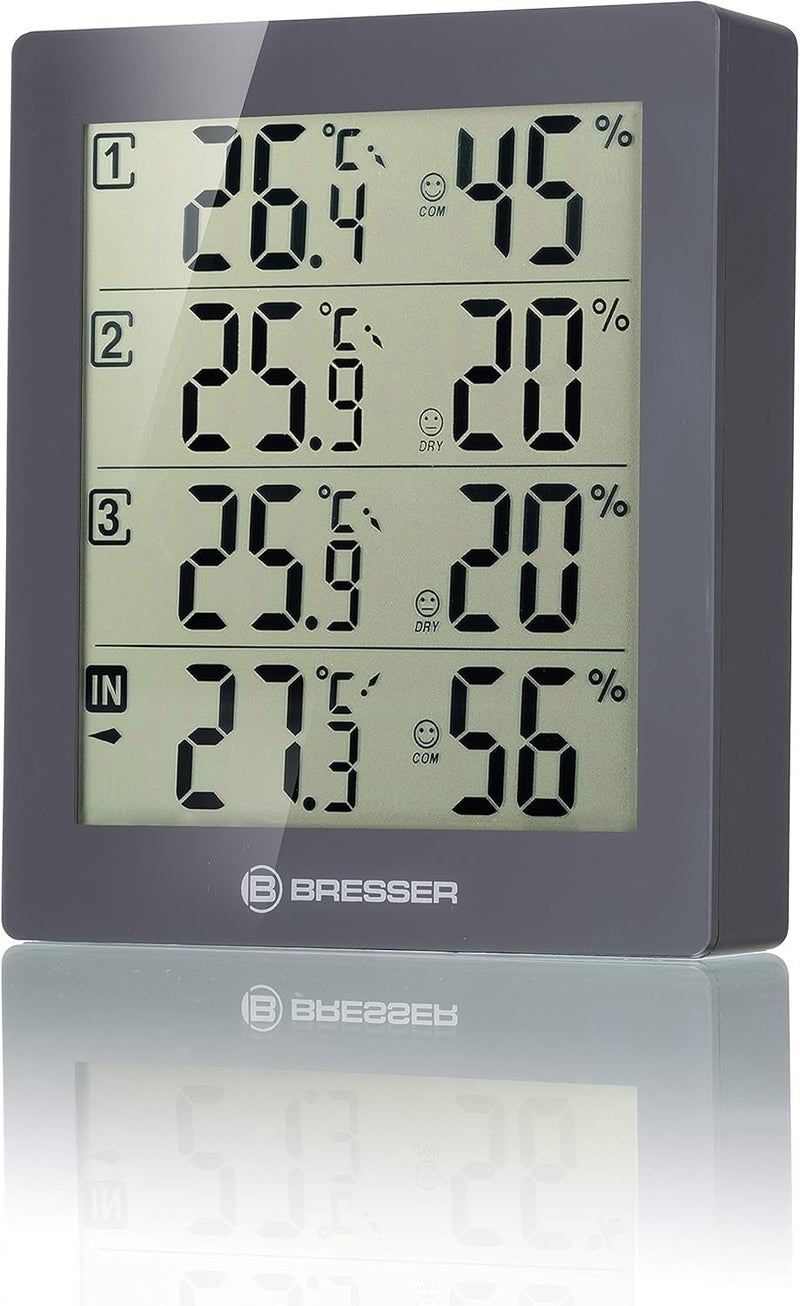 BRESSER Temeo Hygro Quadro Wireless Weather Station with Outdoor Sensor, Includes 3 Outdoor Sensors to Measure and Control Temperature and Humidity Simultaneously in 4 Environments, Grey Labor saving optimized design - Image 2