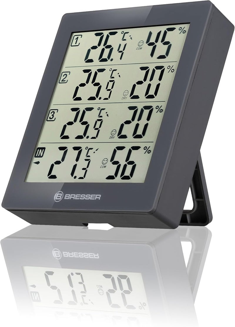 BRESSER Temeo Hygro Quadro Wireless Weather Station with Outdoor Sensor, Includes 3 Outdoor Sensors to Measure and Control Temperature and Humidity Simultaneously in 4 Environments, Grey Labor saving optimized design - Image 3