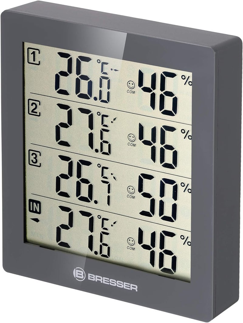 BRESSER Temeo Hygro Quadro Wireless Weather Station with Outdoor Sensor, Includes 3 Outdoor Sensors to Measure and Control Temperature and Humidity Simultaneously in 4 Environments, Grey Labor saving optimized design - Image 4