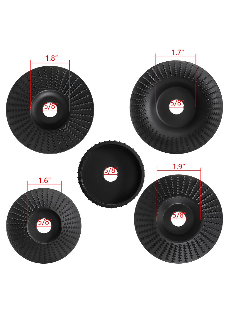 Hedume Hedume Set of 5 Angle Grinder Wood Carving Disc for 4" or 4 1/2" Attachments with 5/8 inch Arbor, Stump Tool Grinding Wheel Shaping, Wood Shaping Disc Grinder Cutting Wheel Grinding Disk Attachments  - Image 5
