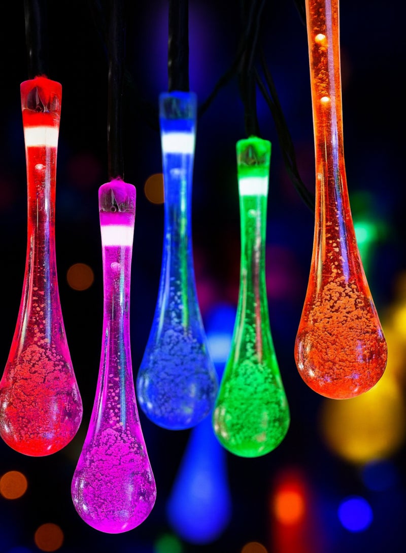 Solar LED Water Droplet String Lights – 8 Lighting Modes, Waterproof Decorative Garden Fairy Lights for Outdoor, Patio, Lawn, Festival & Home Decoration – DPL-1007 - Image 1