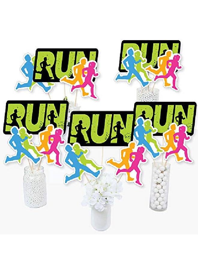 Big Dot of Happiness - Set The Pace Running Track Cross Country Or Marathon Party Centerpiece Sticks Table Toppers Set Of 15 - Image 1
