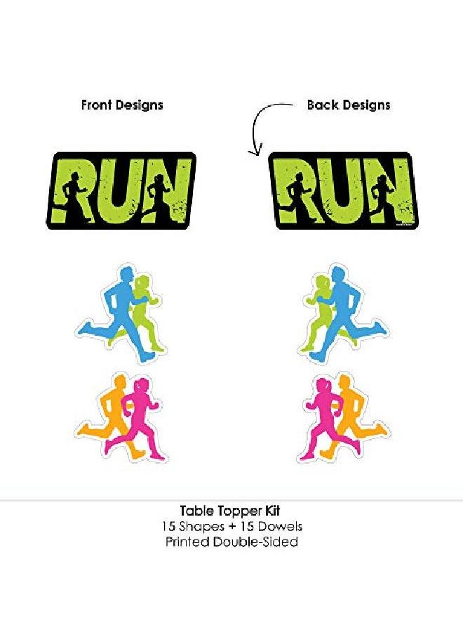 Big Dot of Happiness - Set The Pace Running Track Cross Country Or Marathon Party Centerpiece Sticks Table Toppers Set Of 15 - Image 1