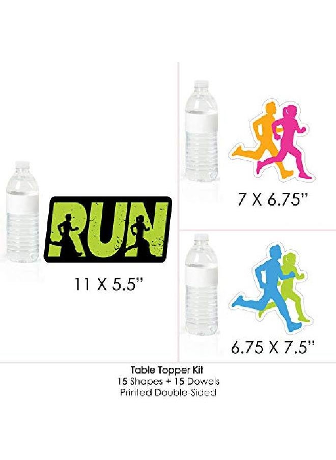 Big Dot of Happiness - Set The Pace Running Track Cross Country Or Marathon Party Centerpiece Sticks Table Toppers Set Of 15 - Image 1