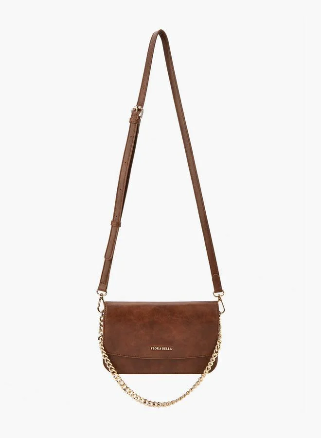 Flora Bella By Shoexpress Solid Crossbody Bag with Detachable Strap and Flap Closure