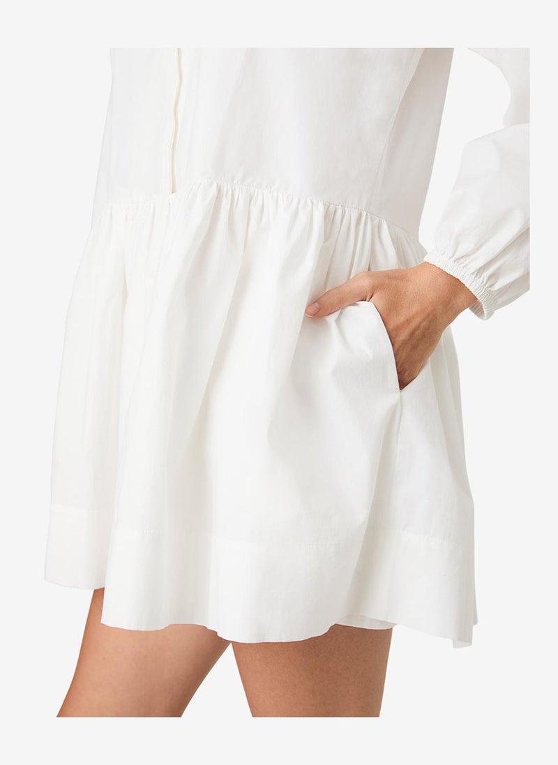 French Connection Women's Summer White Cambria Ctn Flr Mini Ls Dress - Image 5