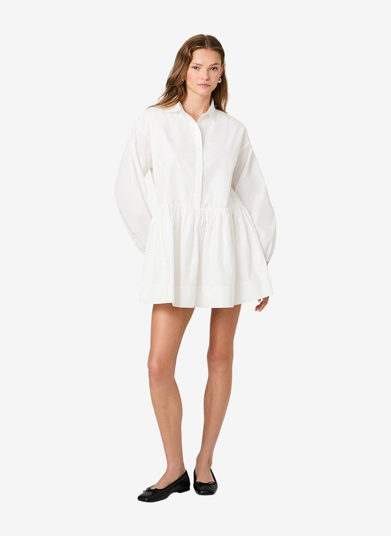 French Connection Women's Summer White Cambria Ctn Flr Mini Ls Dress - Image 3