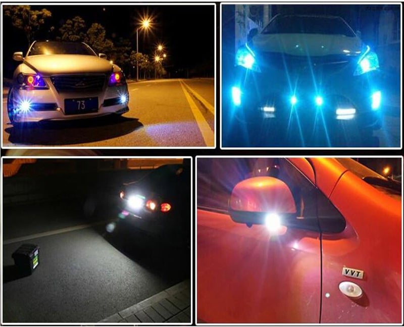 LEADTOPS 10Pcs 18mm 12V Eagle Eye LED Car Fog DRL Daytime Running Light Backup Reverse Tail Rock Lights Small bulb (Yellow, Black Case) - Image 2