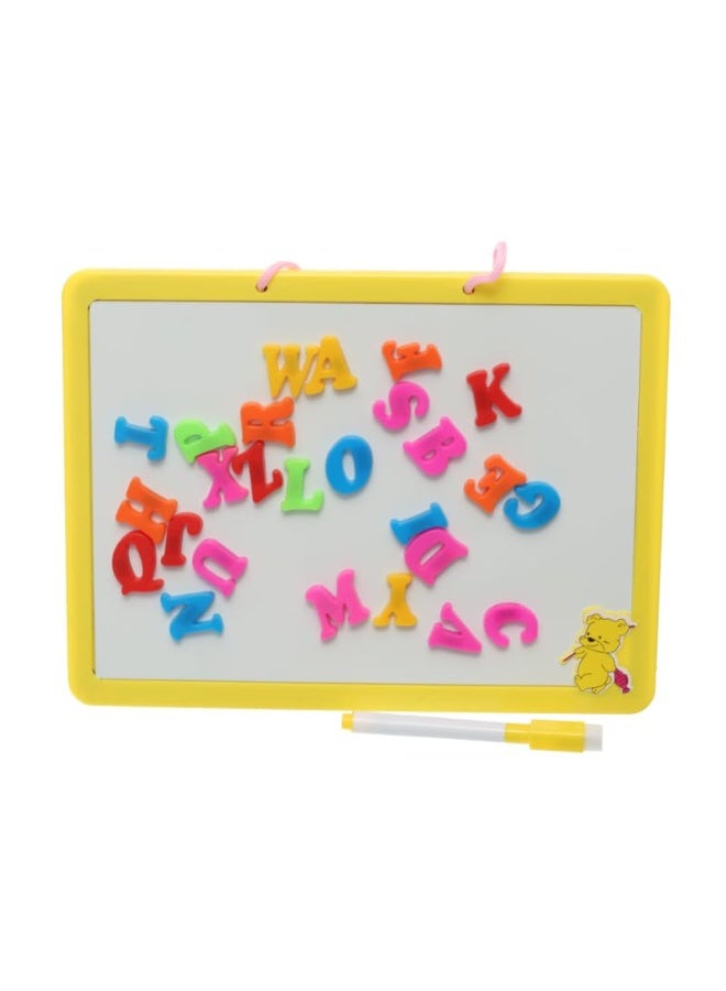 Plastic Drawing And Writing Board With Magnetic Alphabet letters Aiming To Teach Children All Educational Skills- Yellow - Image 1