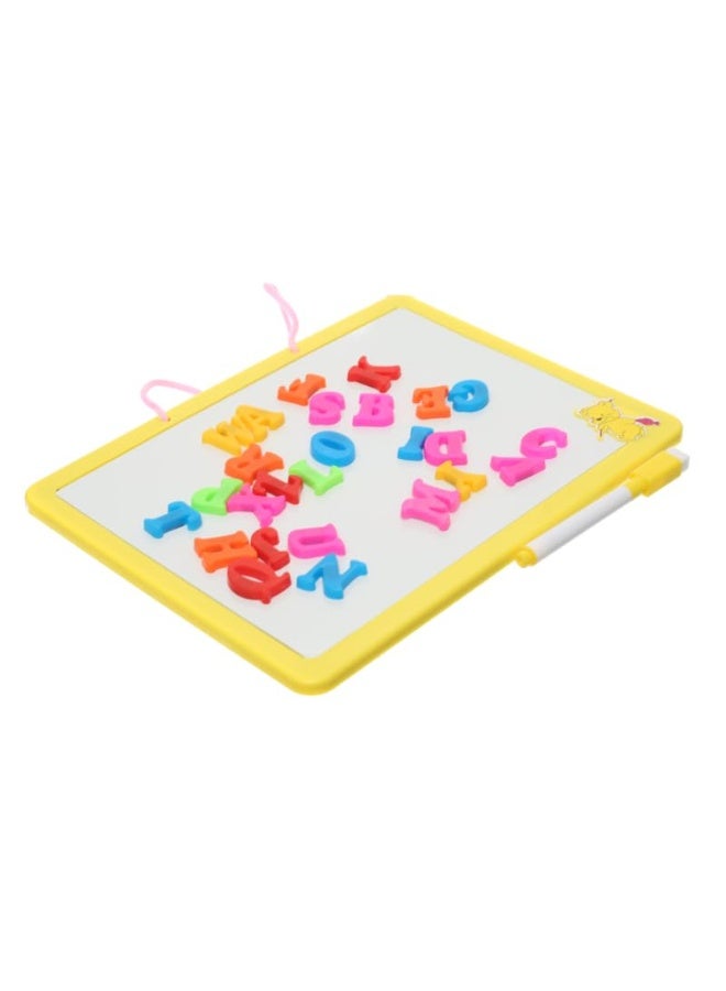 Plastic Drawing And Writing Board With Magnetic Alphabet letters Aiming To Teach Children All Educational Skills- Yellow - Image 2