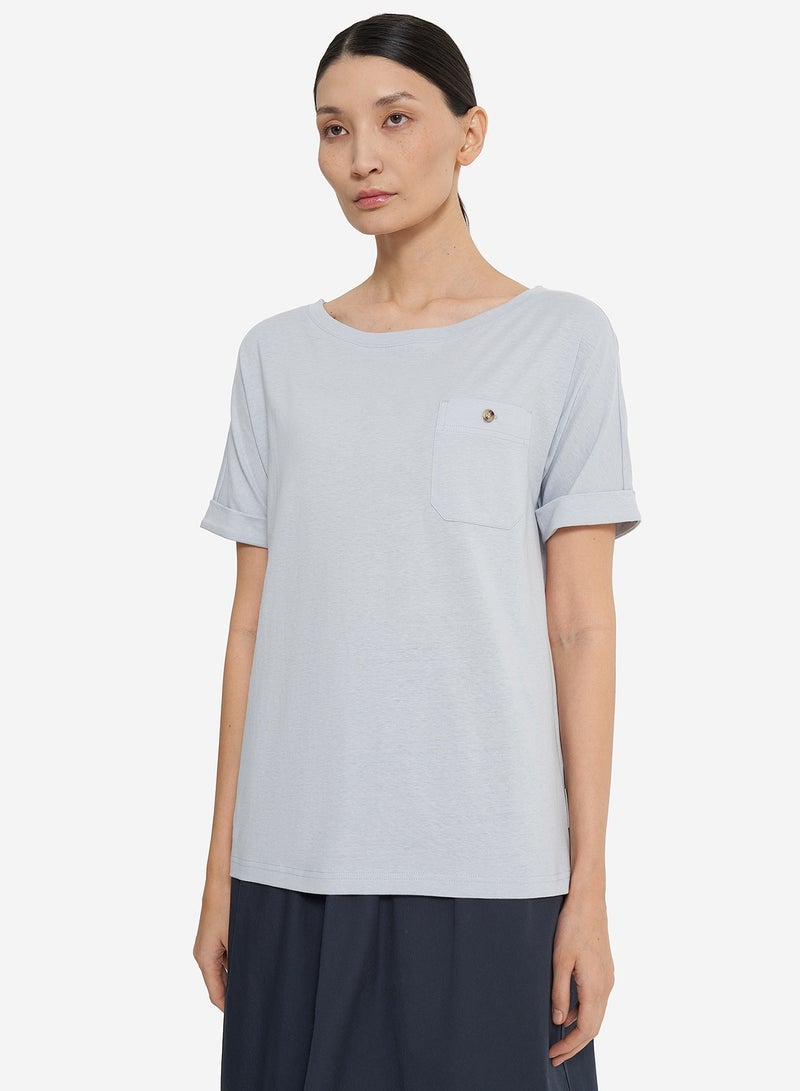 Outventure Women's T-shirt Heavenly, Outventure, Cotton-Linen Blend, Breathable Fabric, Straight Cut, Chest Pocket, Perfect for Hot Weather and Outdoor Adventures - Image 5