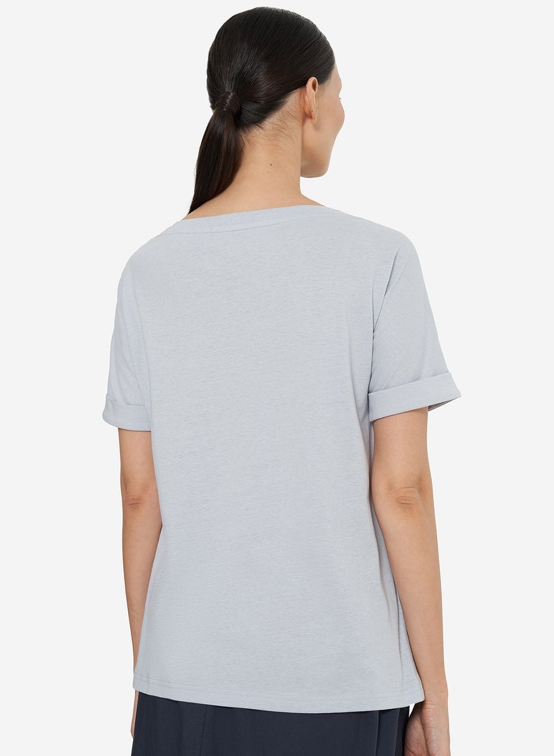Outventure Women's T-shirt Heavenly, Outventure, Cotton-Linen Blend, Breathable Fabric, Straight Cut, Chest Pocket, Perfect for Hot Weather and Outdoor Adventures - Image 4