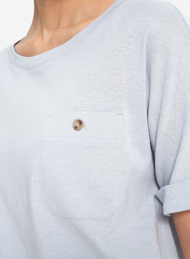 Outventure Women's T-shirt Heavenly, Outventure, Cotton-Linen Blend, Breathable Fabric, Straight Cut, Chest Pocket, Perfect for Hot Weather and Outdoor Adventures - Image 2