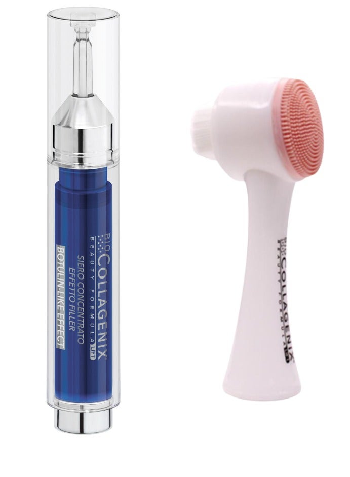 ESI Biocollagenix Anti-Aging Serum with Marine Collagen, Argireline Peptide & Hyaluronic Acid | Deep Hydration, Lifting & Wrinkle Care | Includes Facial Cleansing Brush for Smooth Skin & Pore Care | Anti-Dark Spot & Fine Lines - Image 2