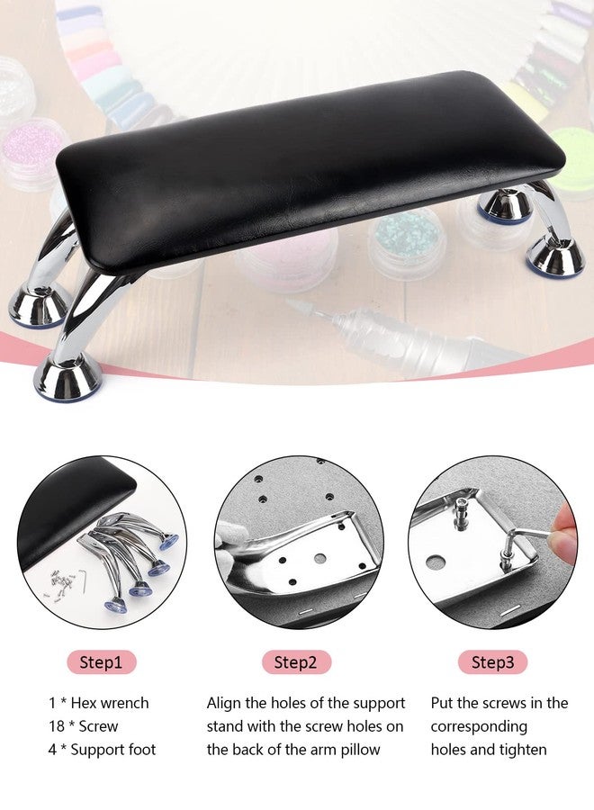 LIONVISON Big Arm Rest for Nails Cushion, Microfiber Leather Hand Rest for Nails Tech, Hand Rest Pillow for Nails Toenails, Detachable Nail Art Accessories Tool for Nails Tech (Black) - Image 5