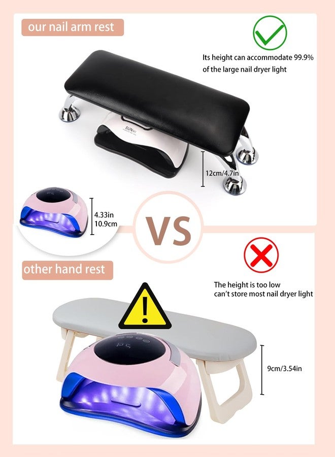 LIONVISON Big Arm Rest for Nails Cushion, Microfiber Leather Hand Rest for Nails Tech, Hand Rest Pillow for Nails Toenails, Detachable Nail Art Accessories Tool for Nails Tech (Black) - Image 4