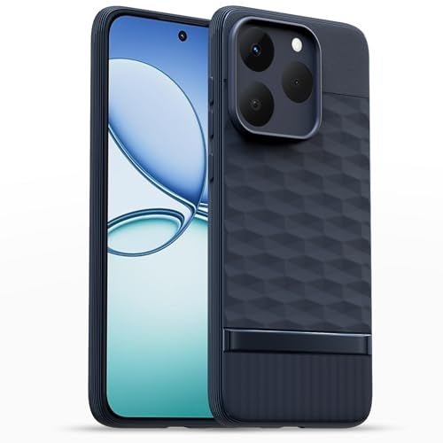 Pikkme Back Cover for Realme 15T 5G / Realme Narzo 90 5G Camera Protection 3D Hexa Cube Design Silicone Protective Bumper Case (Blue) - Image 1