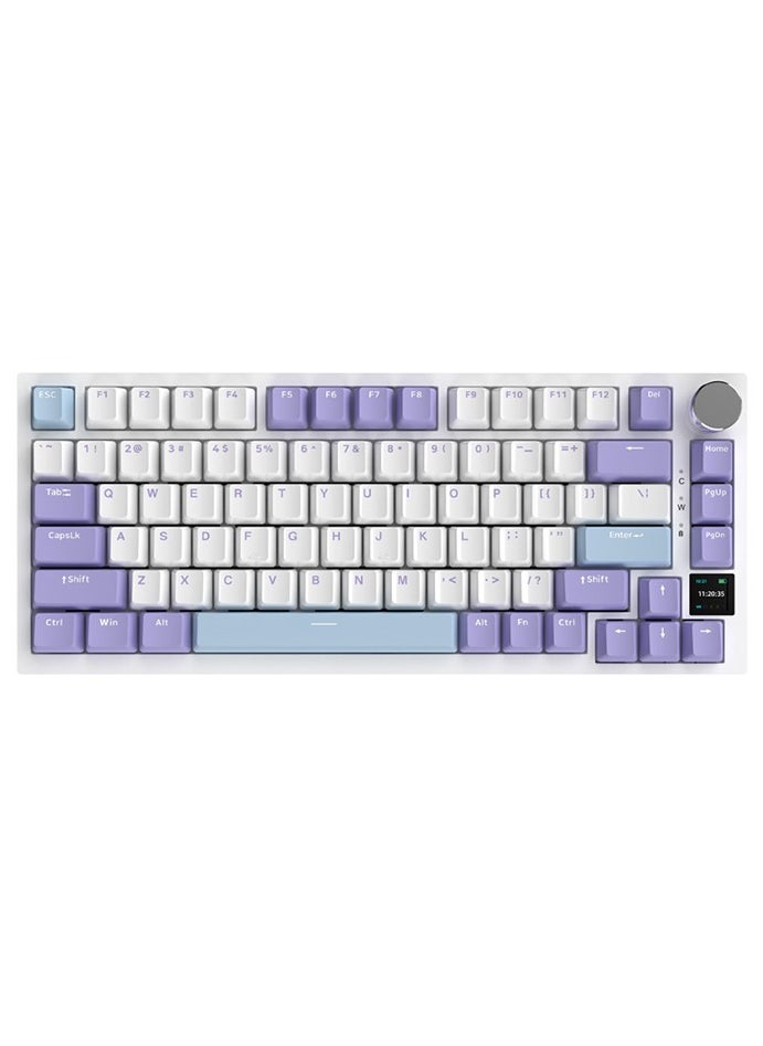 AK820 Pro Gaming Keyboard,75% Gasket-mounted Mechanical Keyboard with TFT Screen, RGB Light, 3 Modes(Bluetooth 5.1/2.4G Wireless & Type-C Wired), Sound Dampening Foams (Purple White, Ajazz Flying Fish Switch) - pzsku/Z5D6954B25EA047B387EAZ/45/_/1728823366/f5c158f2-5eab-4cdc-ae5c-6aad2ed788db