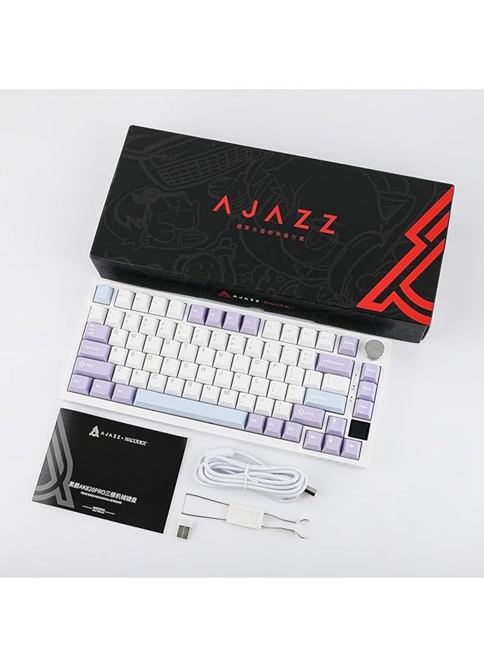 AK820 Pro Gaming Keyboard,75% Gasket-mounted Mechanical Keyboard with TFT Screen, RGB Light, 3 Modes(Bluetooth 5.1/2.4G Wireless & Type-C Wired), Sound Dampening Foams (Purple White, Ajazz Flying Fish Switch) - pzsku/Z5D6954B25EA047B387EAZ/45/_/1736039990/c11c3d7b-0718-4d48-9351-0708d7b592e5