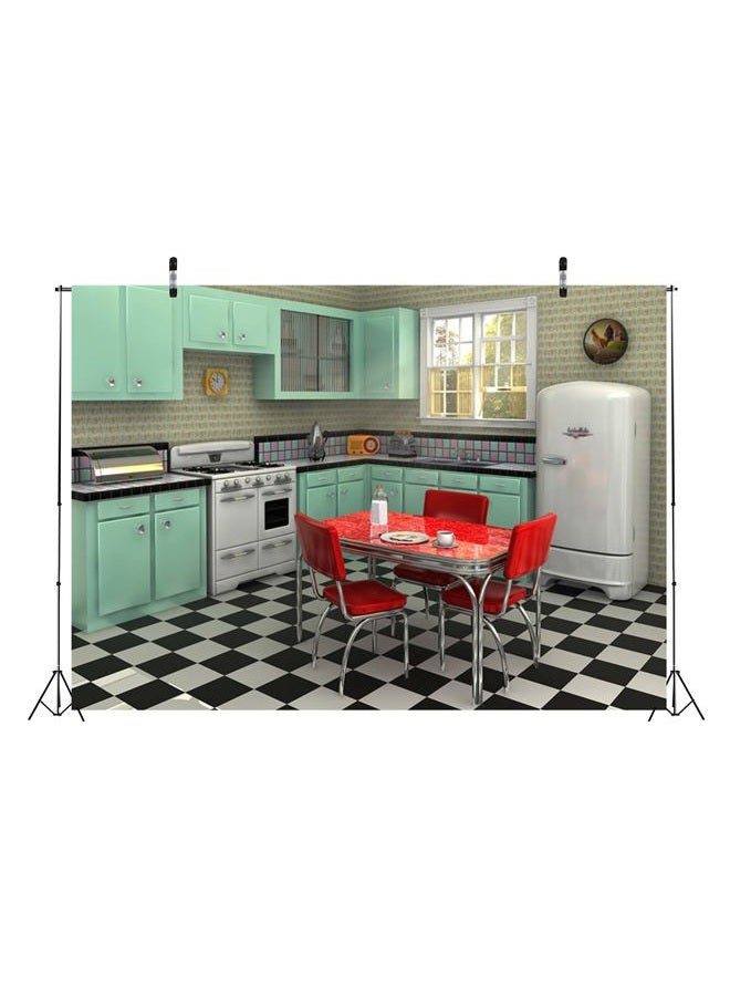 Loccor Fabric 7x5ft Retro Kitchen Backdrop for Photography Interior Cooking Dining Scene Background 1950s Dinner Party Banner Birthday Decorations Kids Adult Portrait Video Photo Shoot Props - Image 3