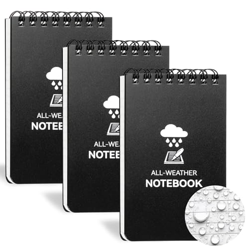 COIDEA 3 Pack Waterproof Notebook, 3 x 5 Pocket Notepad, All Weather Small Pocket Notebook Paper, Mini Spiral Notepad Police Notepad 100 Lined Pages for Outdoor Office - Image 1